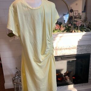 Universal Thread Light Yellow Ruched Mini T Shirt Dress